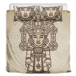 Ancient Mayan Statue Print Duvet Cover Bedding Set