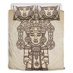 Ancient Mayan Statue Print Duvet Cover Bedding Set