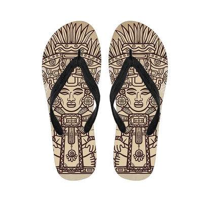 Ancient Mayan Statue Print Flip Flops
