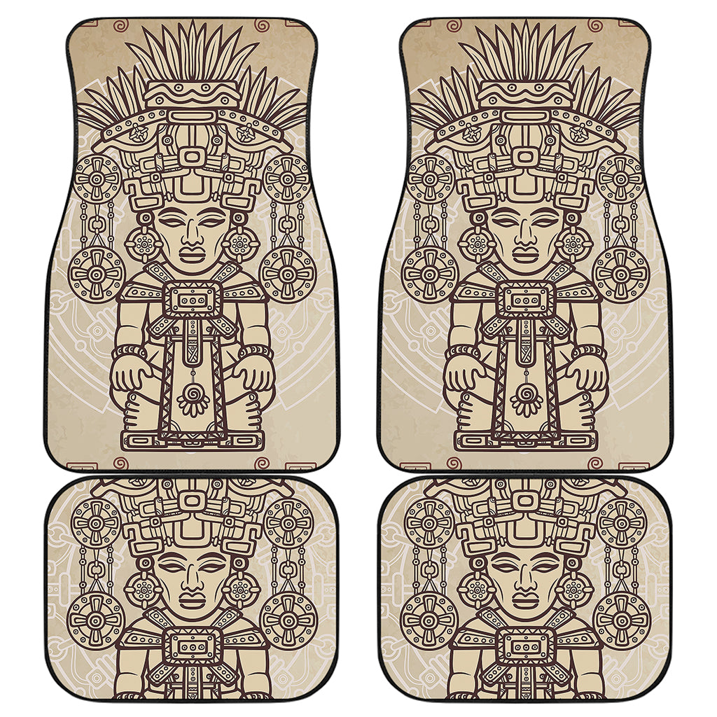 Ancient Mayan Statue Print Front and Back Car Floor Mats