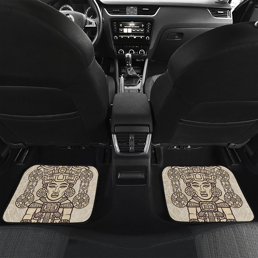Ancient Mayan Statue Print Front and Back Car Floor Mats