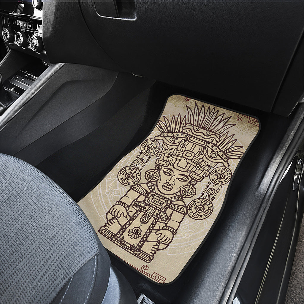 Ancient Mayan Statue Print Front and Back Car Floor Mats