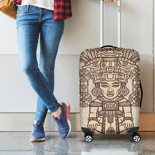 Ancient Mayan Statue Print Luggage Cover