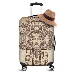 Ancient Mayan Statue Print Luggage Cover