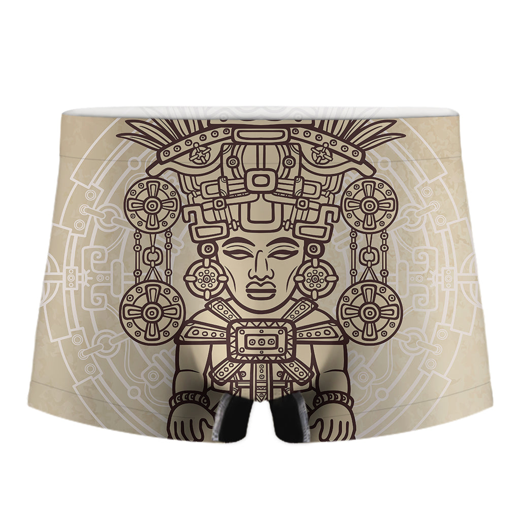 Ancient Mayan Statue Print Men's Boxer Briefs