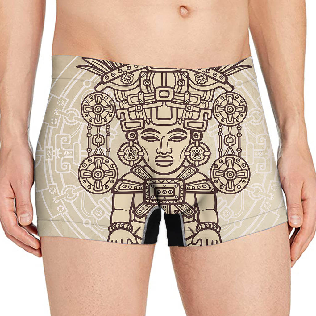 Ancient Mayan Statue Print Men's Boxer Briefs