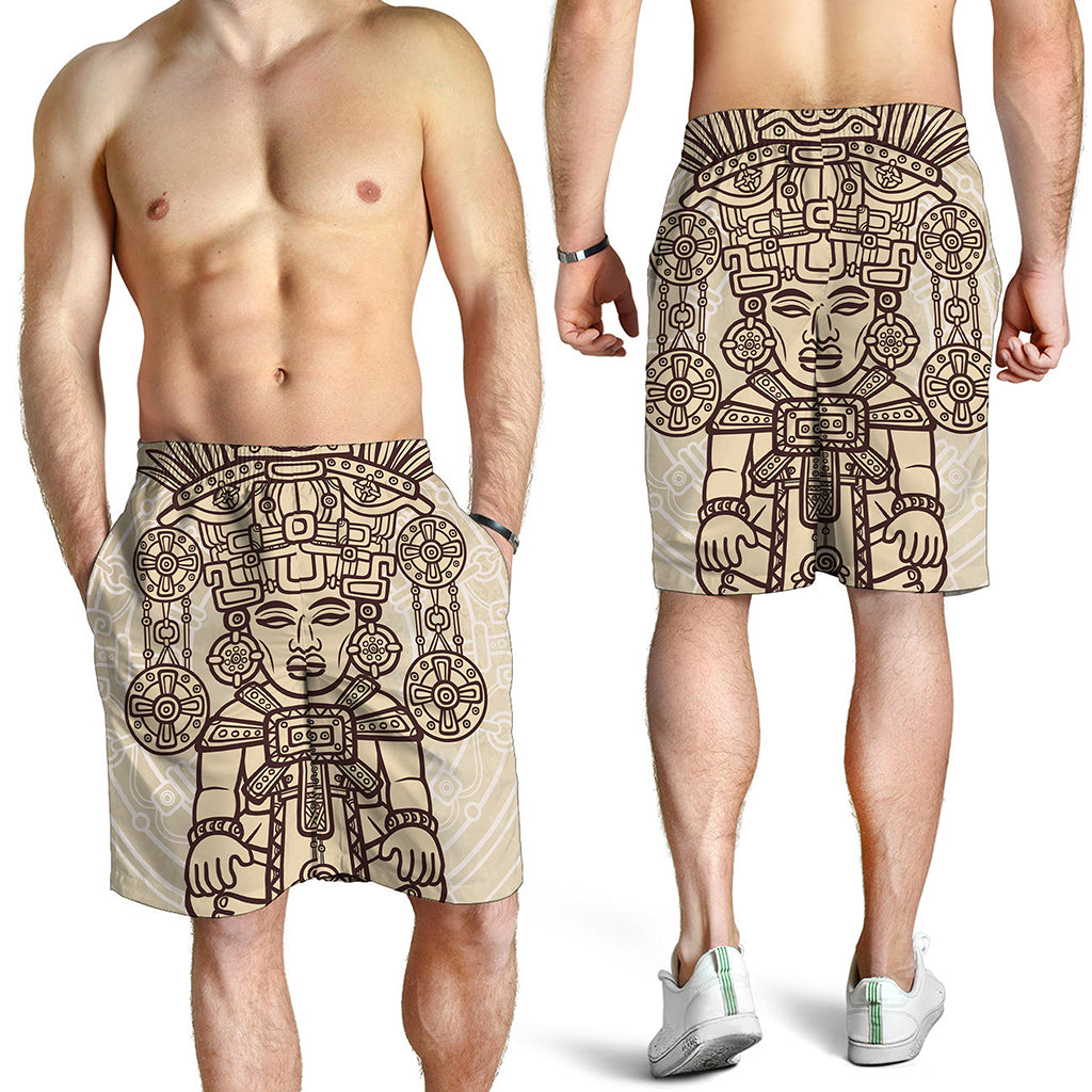 Ancient Mayan Statue Print Men's Shorts