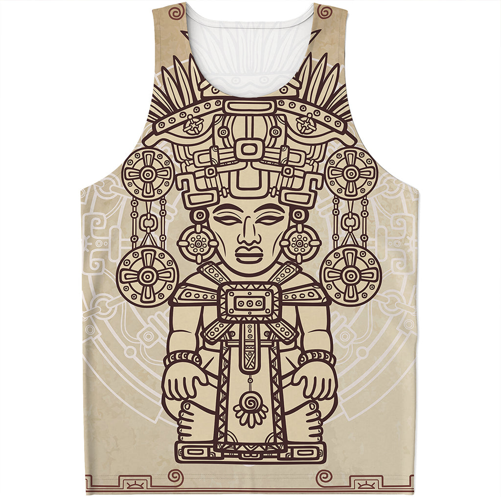 Ancient Mayan Statue Print Men's Tank Top
