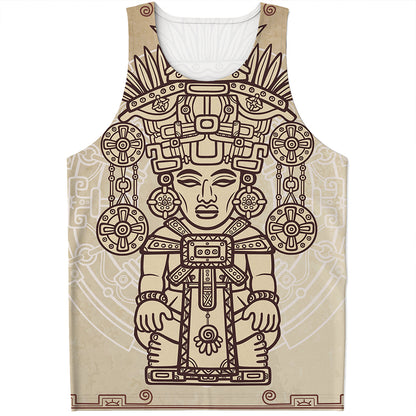 Ancient Mayan Statue Print Men's Tank Top