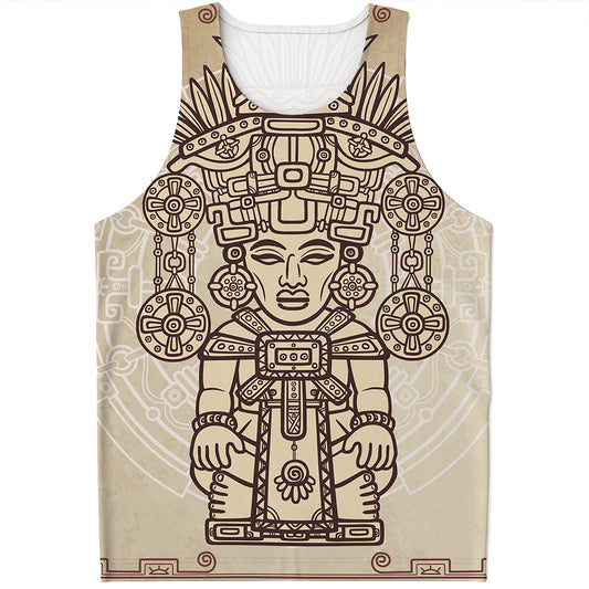 Ancient Mayan Statue Print Men's Tank Top