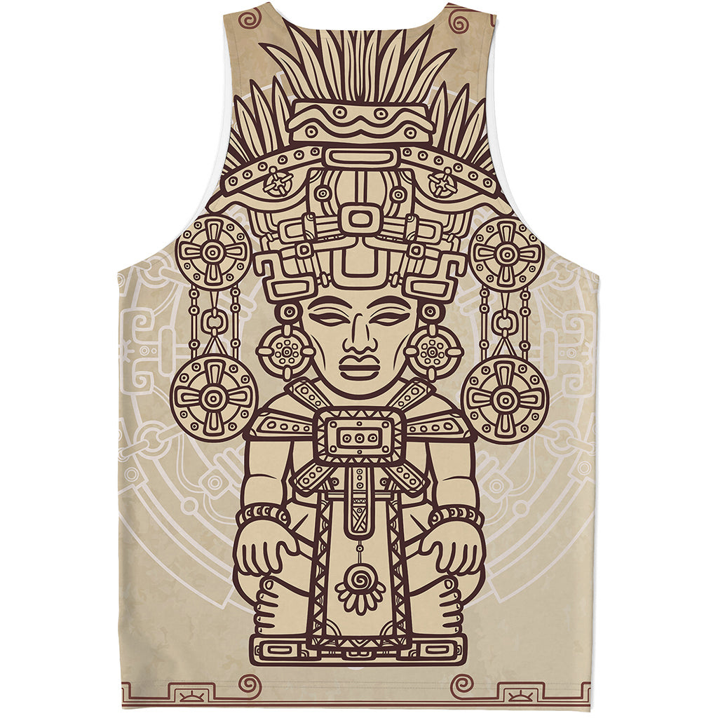 Ancient Mayan Statue Print Men's Tank Top