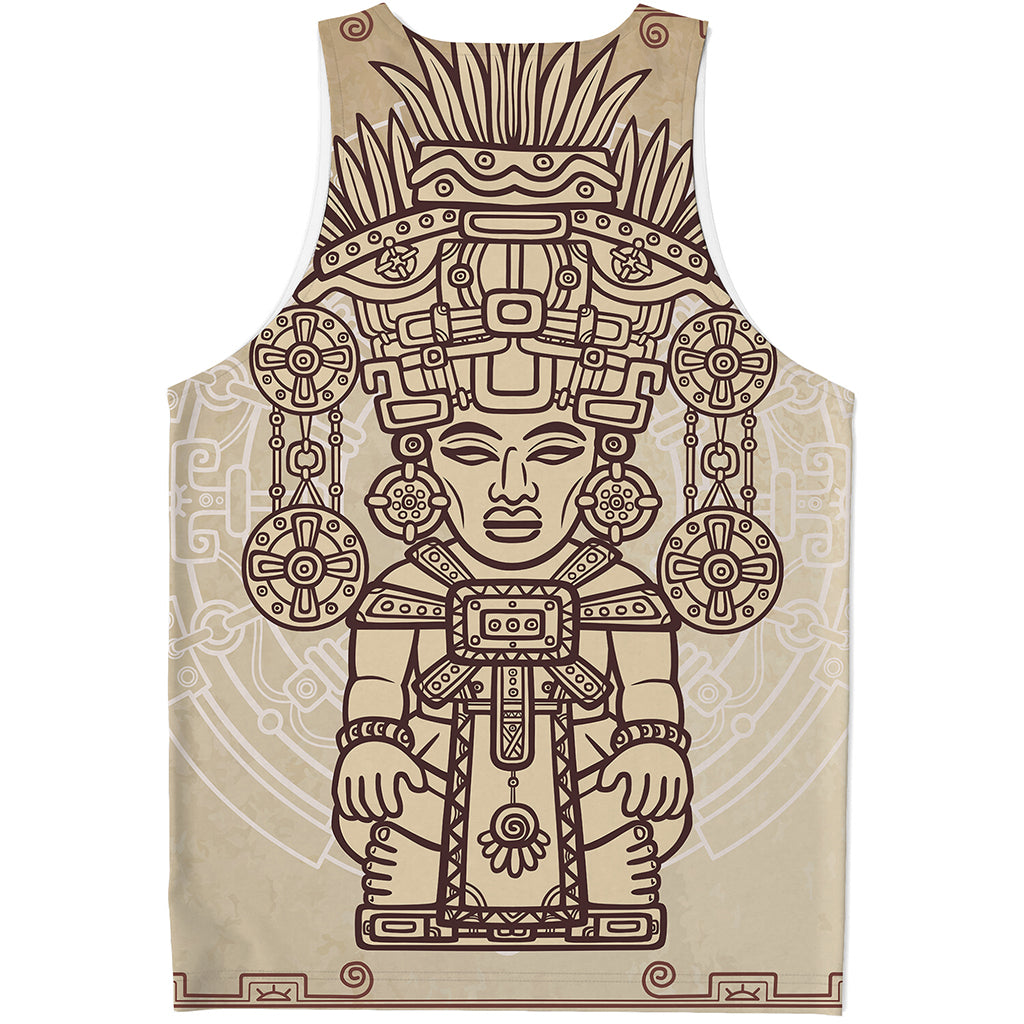 Ancient Mayan Statue Print Men's Tank Top