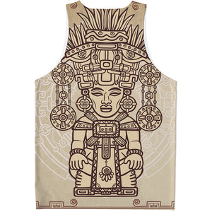 Ancient Mayan Statue Print Men's Tank Top
