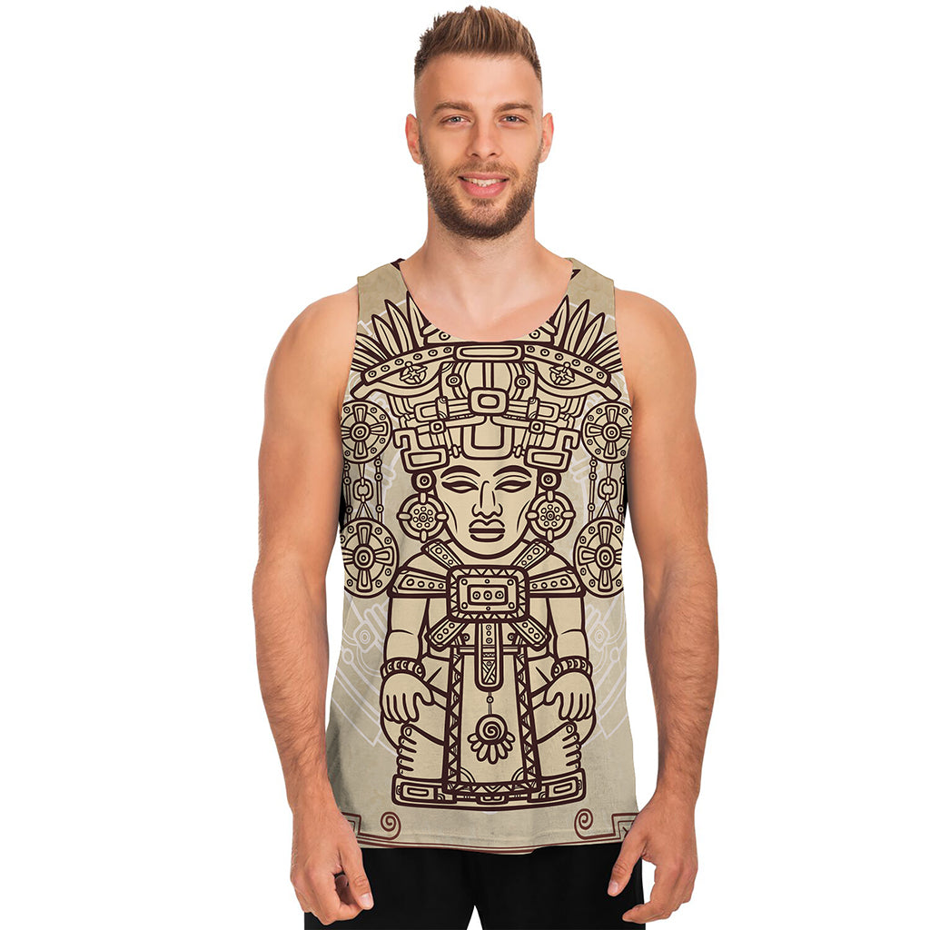 Ancient Mayan Statue Print Men's Tank Top