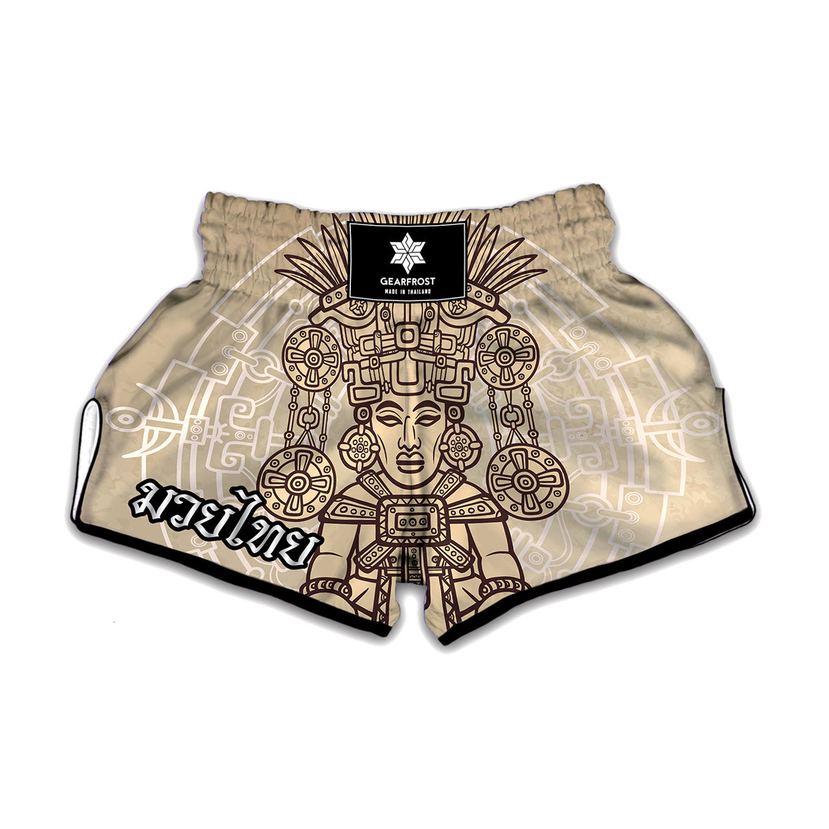 Ancient Mayan Statue Print Muay Thai Boxing Shorts