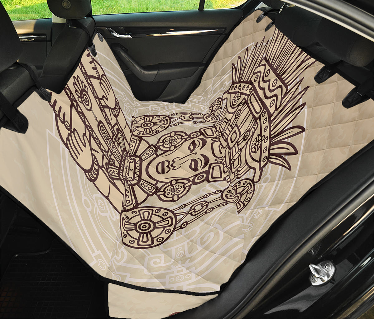 Ancient Mayan Statue Print Pet Car Back Seat Cover