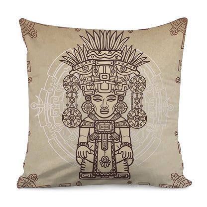 Ancient Mayan Statue Print Pillow Cover