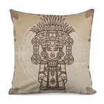 Ancient Mayan Statue Print Pillow Cover