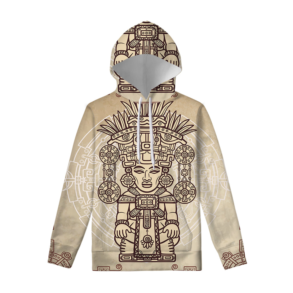 Ancient Mayan Statue Print Pullover Hoodie