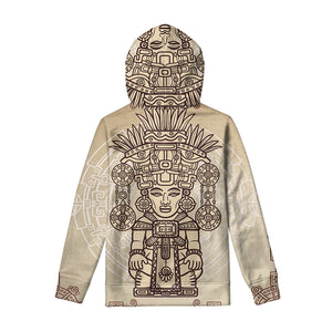 Ancient Mayan Statue Print Pullover Hoodie