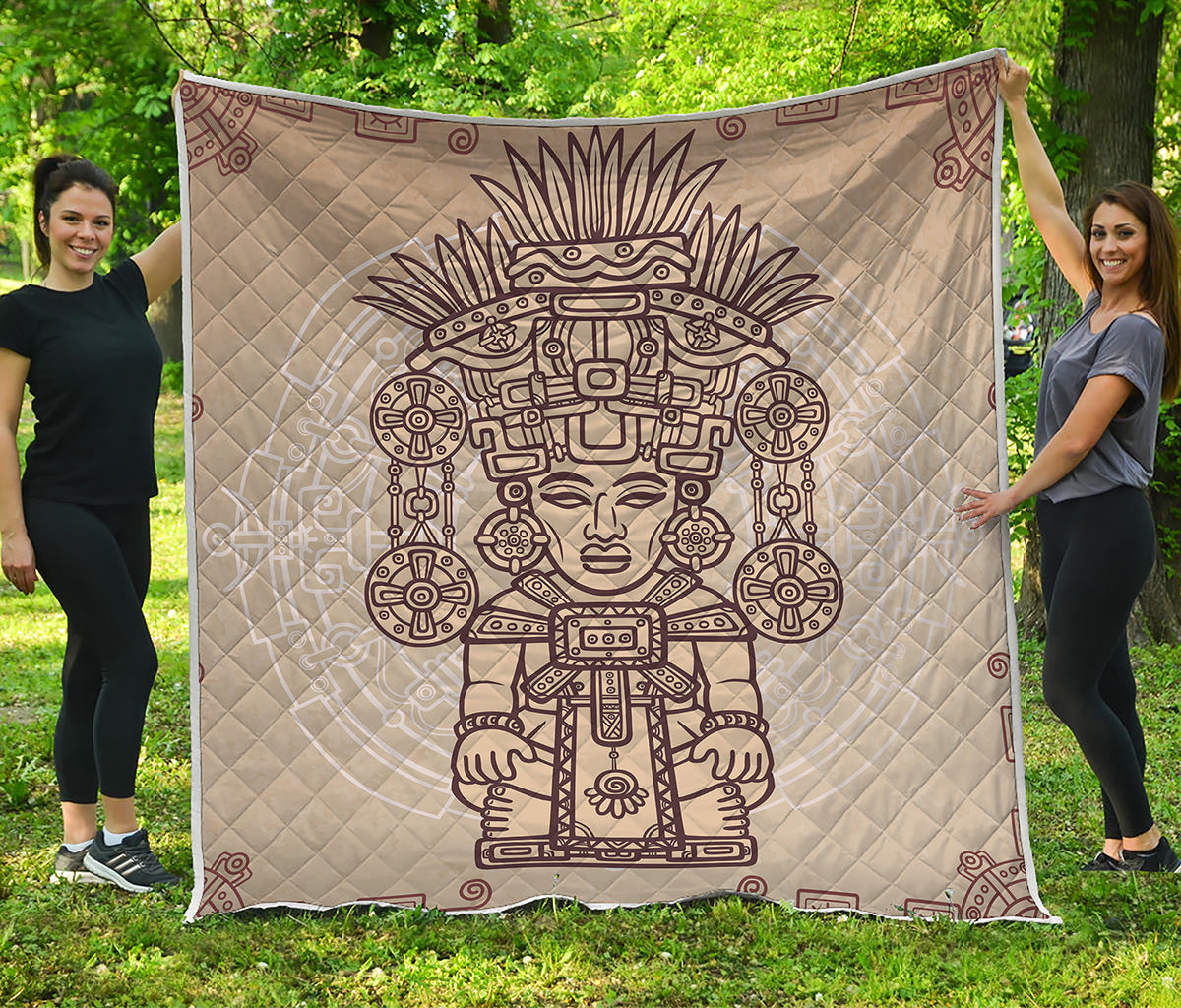 Ancient Mayan Statue Print Quilt