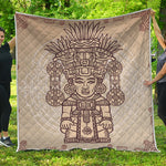 Ancient Mayan Statue Print Quilt