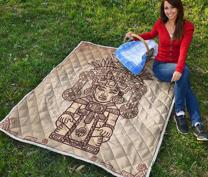 Ancient Mayan Statue Print Quilt
