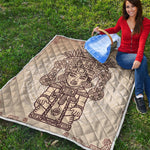 Ancient Mayan Statue Print Quilt