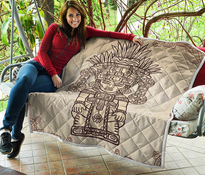 Ancient Mayan Statue Print Quilt