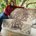 Ancient Mayan Statue Print Quilt