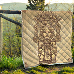 Ancient Mayan Statue Print Quilt