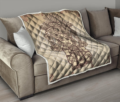 Ancient Mayan Statue Print Quilt