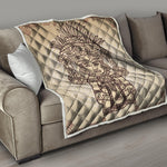 Ancient Mayan Statue Print Quilt