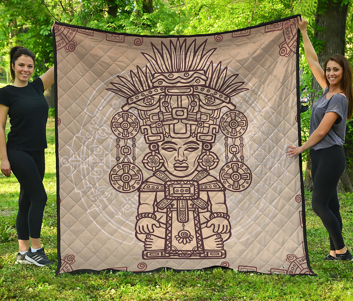 Ancient Mayan Statue Print Quilt