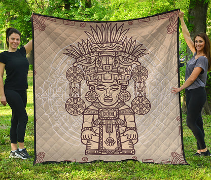 Ancient Mayan Statue Print Quilt