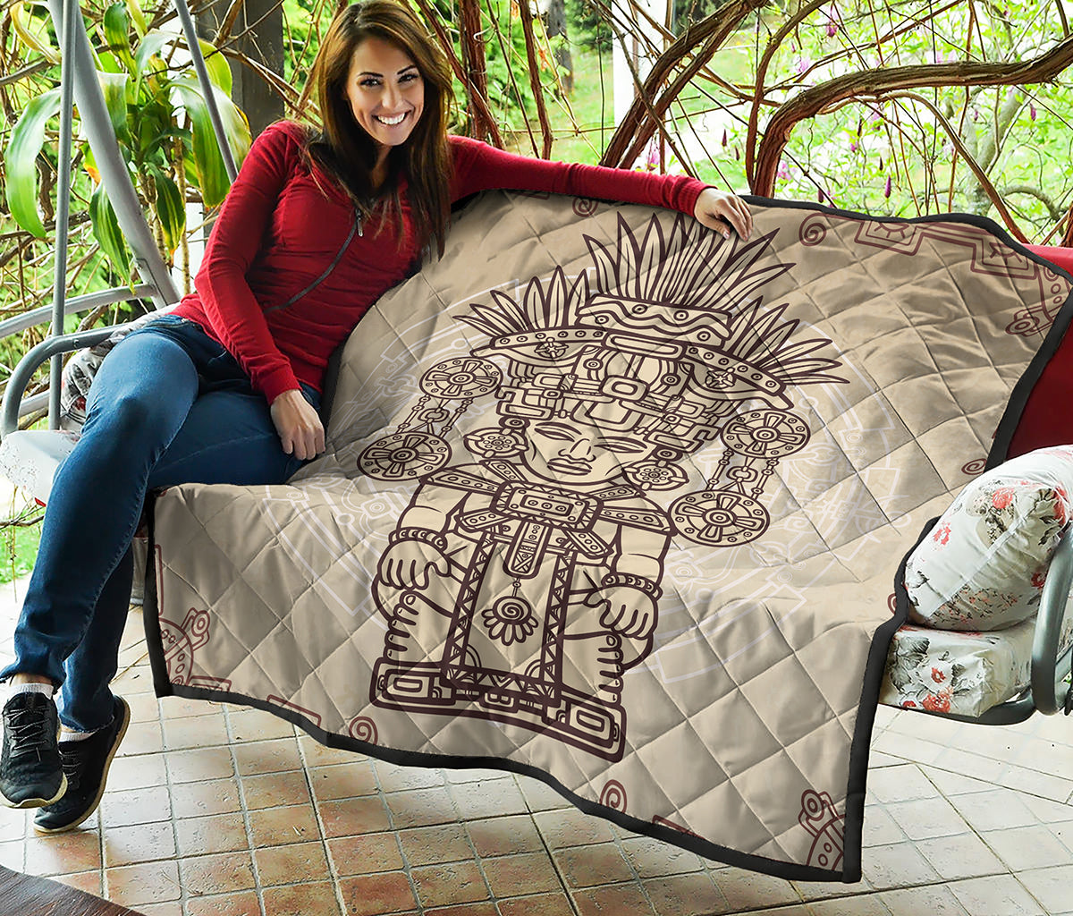Ancient Mayan Statue Print Quilt