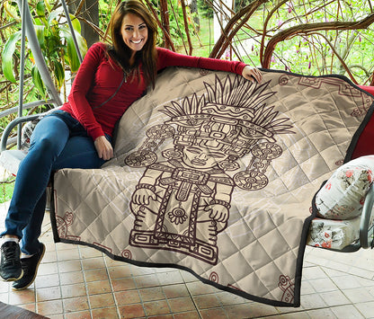 Ancient Mayan Statue Print Quilt