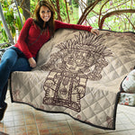 Ancient Mayan Statue Print Quilt