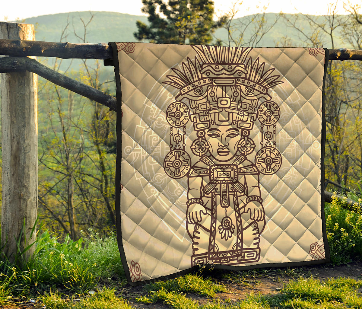 Ancient Mayan Statue Print Quilt