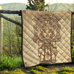 Ancient Mayan Statue Print Quilt