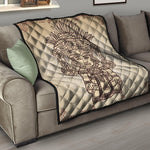 Ancient Mayan Statue Print Quilt