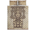 Ancient Mayan Statue Print Quilt Bed Set