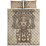 Ancient Mayan Statue Print Quilt Bed Set