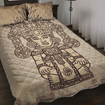 Ancient Mayan Statue Print Quilt Bed Set
