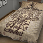 Ancient Mayan Statue Print Quilt Bed Set