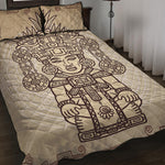 Ancient Mayan Statue Print Quilt Bed Set