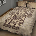 Ancient Mayan Statue Print Quilt Bed Set