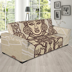 Ancient Mayan Statue Print Sofa Slipcover