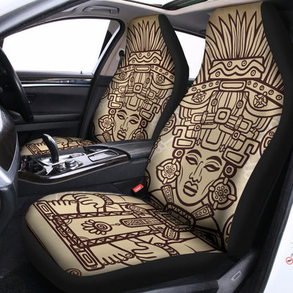 Ancient Mayan Statue Print Universal Fit Car Seat Covers