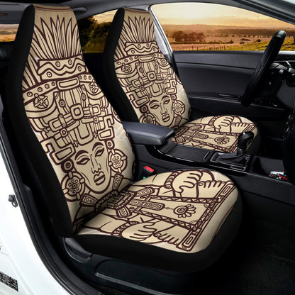 Ancient Mayan Statue Print Universal Fit Car Seat Covers